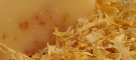 Photo: This soap contains calendula petals. Also pictured, dried petals.