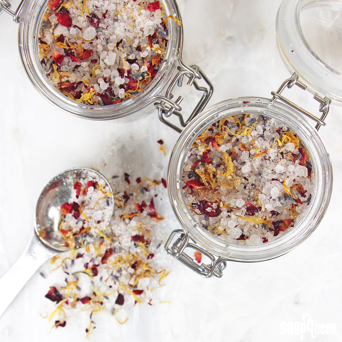 Summer Floral Bath Salt Recipe with Dried Flowers