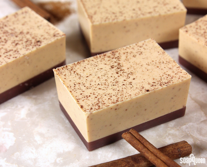 These creamy Pumpkin Pie Soaps smell just like the classic dessert. Real cinnamon and ground pumpkin seeds are added to exfoliate and smooth skin.