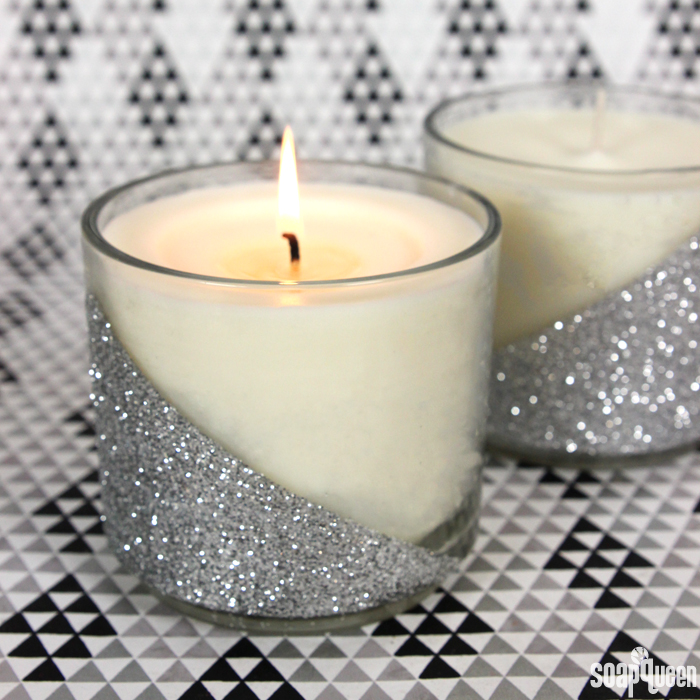 These Silver Glitter Candles are easy to make, and fill your home with a sweet pine scent. 