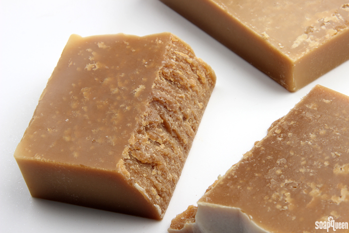 Learn how to work with honey in cold process soap, and see what happens when too much honey is added! Too much honey can cause the soap to have a crumbly texture.