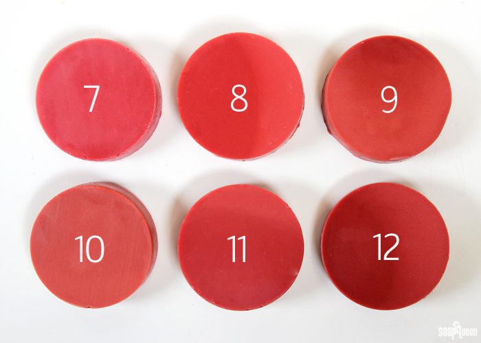 Creating the perfect red shade is difficult in cold process soap. This post includes over 15 color blends to help you find the perfect red for your project.
