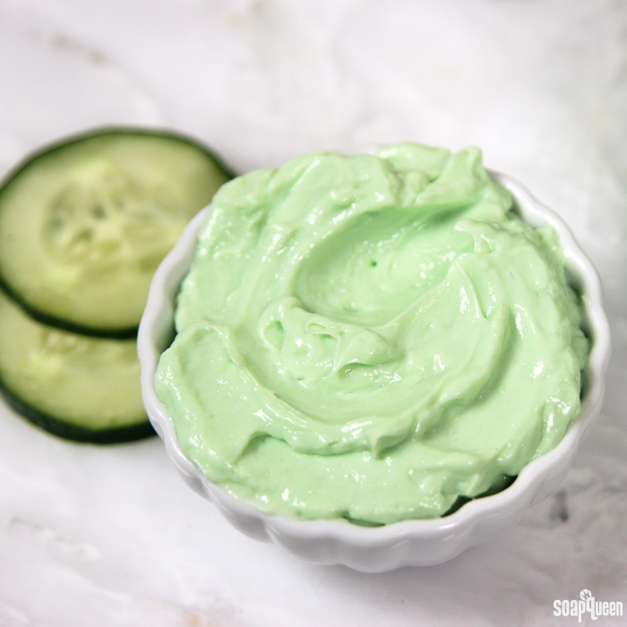 This easy to make Cucumber Lotion contains cucumber extract to soothe and hydrate the skin.