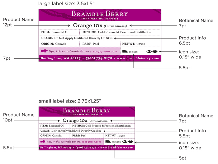 Bramble Berry's labels have updated to include more product information on every product!