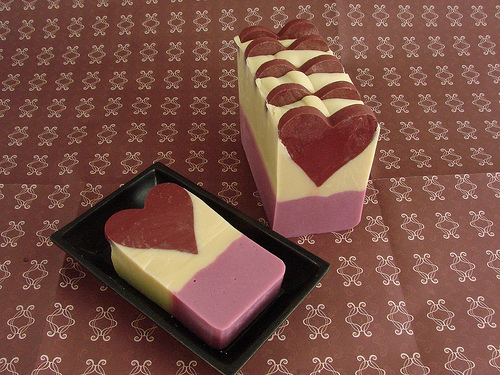 How to make soap with an impression mat, Cold process soap making,  Valentines Soap 