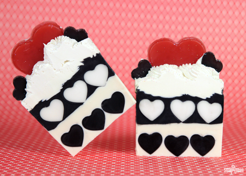 This Queen of Hearts Soap was inspired by the famous character, and features a lovely scent combination of rose and Lovespell fragrance oils.