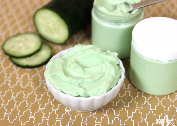 This easy to make Cucumber Lotion contains cucumber extract to soothe and hydrate the skin.