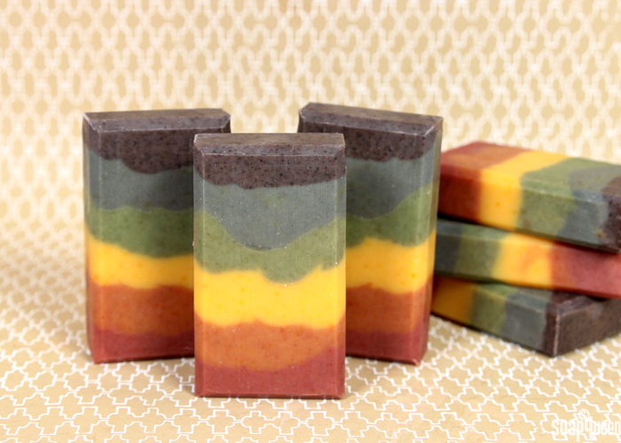 Learn how to create rainbow colored soap using only natural colorants, such as spirulina powder, indigo and madder root powder.