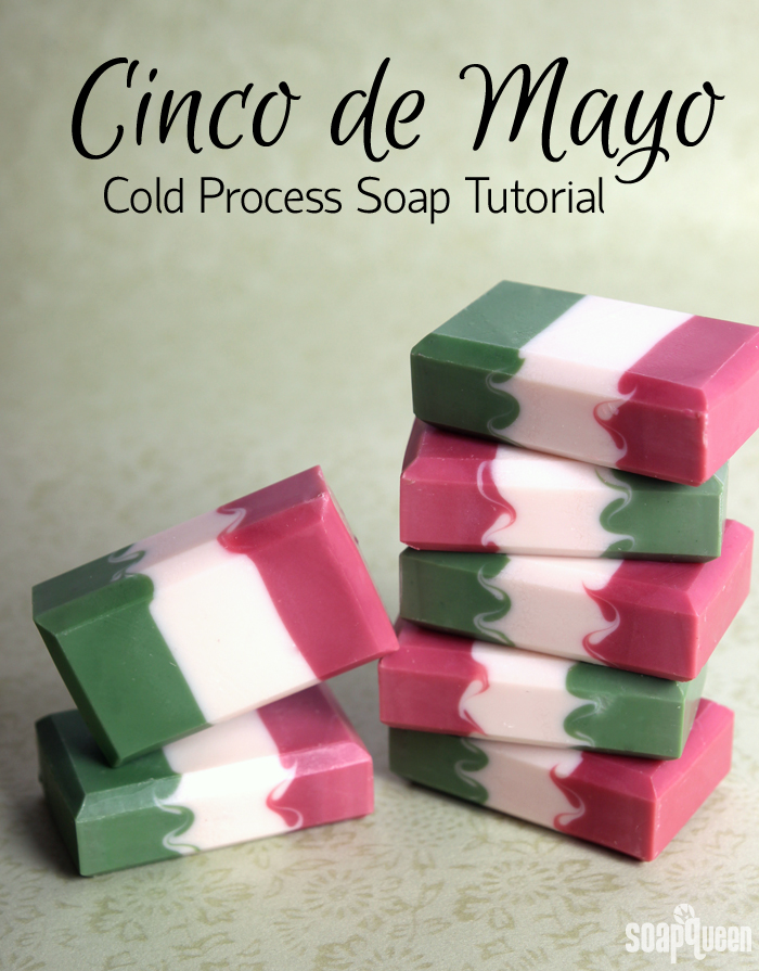 Learn how to make this Cinco de Mayo cold process soap, inspired by the Mexican flag!