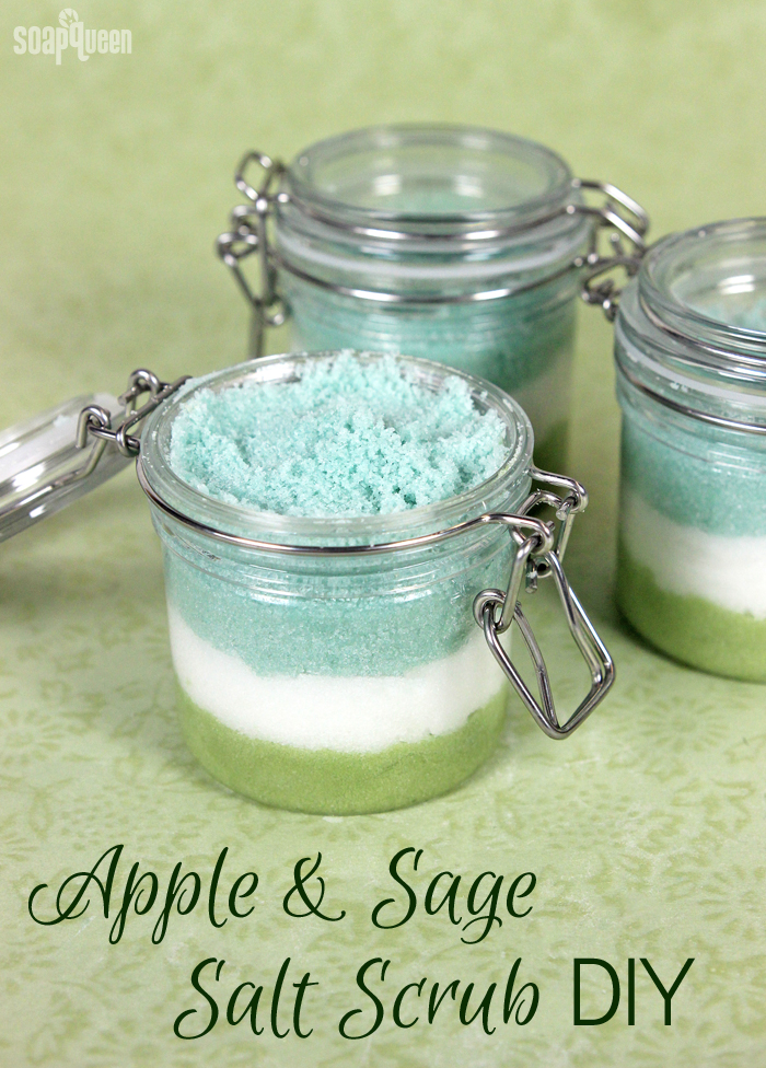 Apple & Sage Salt Scrub DIY /// Learn how to make this easy, multi-layered scrub using avocado oil and Epsom salt. 