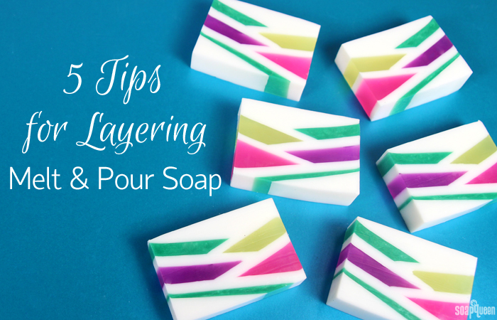 This post includes 5 helpful tips for creating even layers that stick together in melt and pour soap!