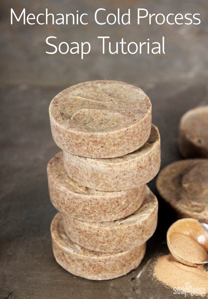 This Mechanic Soap recipe is perfect for removing grease and grime from hands. It's made with natural orange essential oil, walnut shells and pumice. 