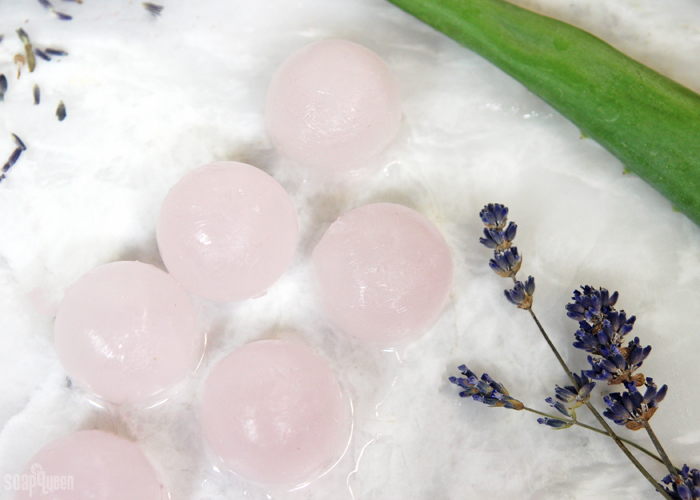 Aloe Vera + Lavender Skin Soothing Cubes. Made with aloe vera liquid and lavender essential oil, these cubes help soothe irritated or burned skin.