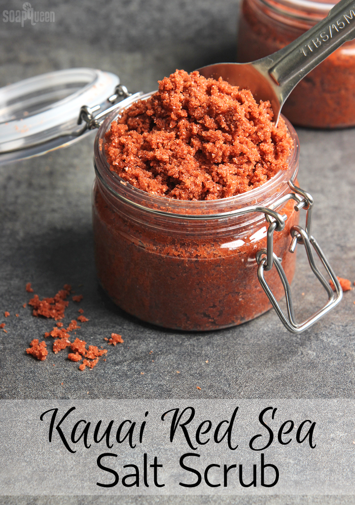 Kauai Red Sea Salt Scrub DIY /// Learn how to make this scrub using jojoba oil and natural Kauai Sea Salt. 