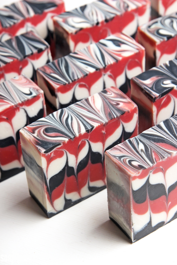 Red Hanger Swirl Cold Process Soap Tutorial // Learn how to create this bold and dramatic soap!