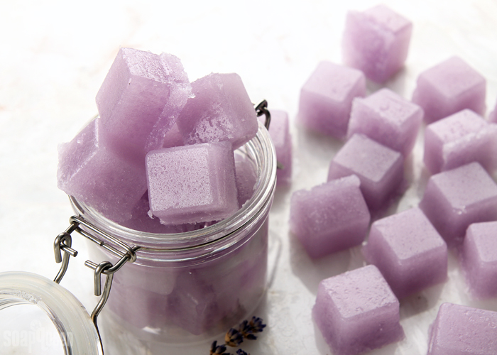 DIY Violet Sugar Scrub Cubes // Learn how to make solid sugar scrub using soap and skin loving oils.