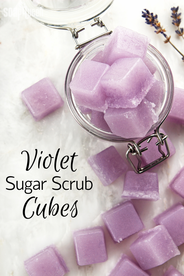 DIY Violet Sugar Scrub Cubes // Learn how to make solid sugar scrub using soap and skin loving oils.