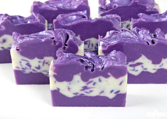 Violet Confetti Cold Process Soap DIY // Learn how to create this colorful and sparkly bar of soap!